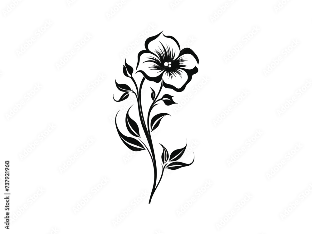 Beautiful minimalist flower illustration art.