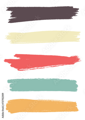 Collection of coloured grunge brush strokes