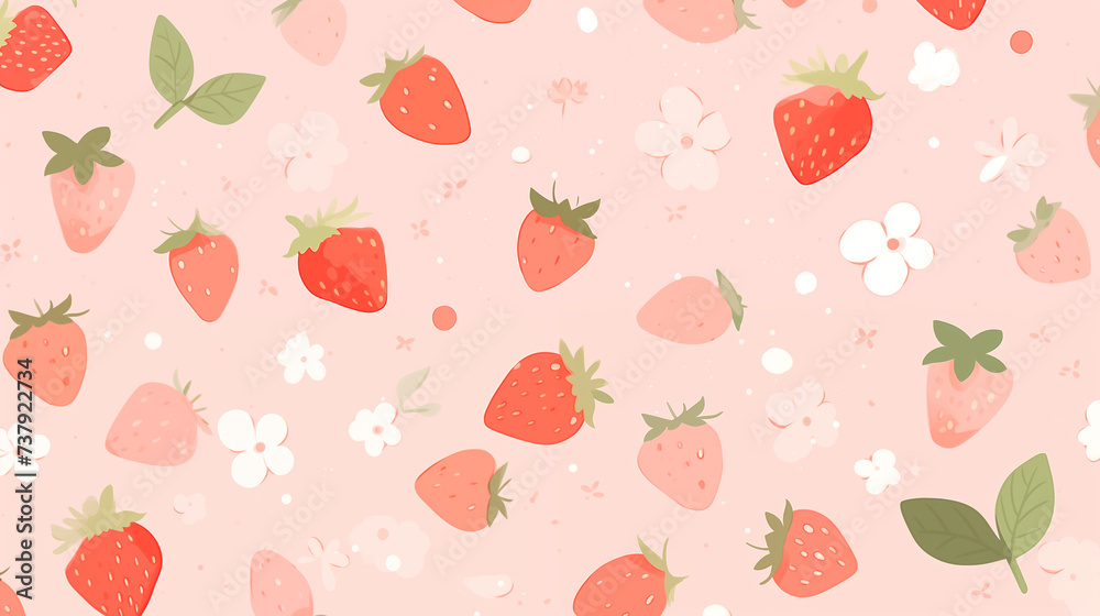 いちごの可愛いピンクの壁紙素材