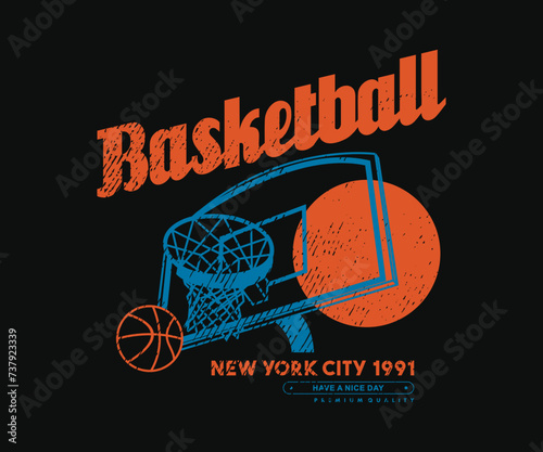 Vintage illustration of basketball t shirt design, vector graphic, typographic poster or tshirts street wear and Urban style