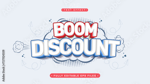 editable boom discount text effect.typhography logo