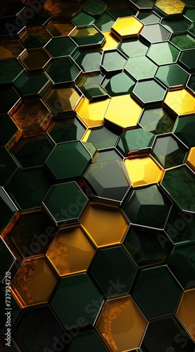 a black and gold hexagons