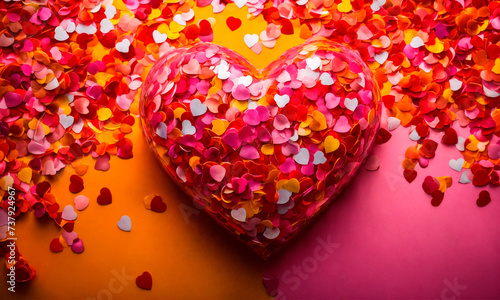 multi-colored hearts on a bright background. Selective focus.