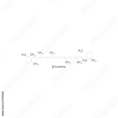 Echinenone skeletal structure diagram.Caratenoid compound molecule scientific illustration on white background. photo