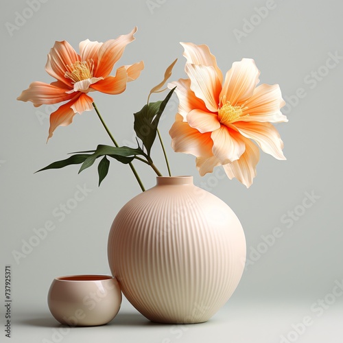 a vase with flowers in it photo