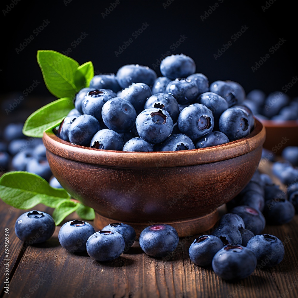 a bowl of blueberries with leaves a bowl of blueberries with leaves