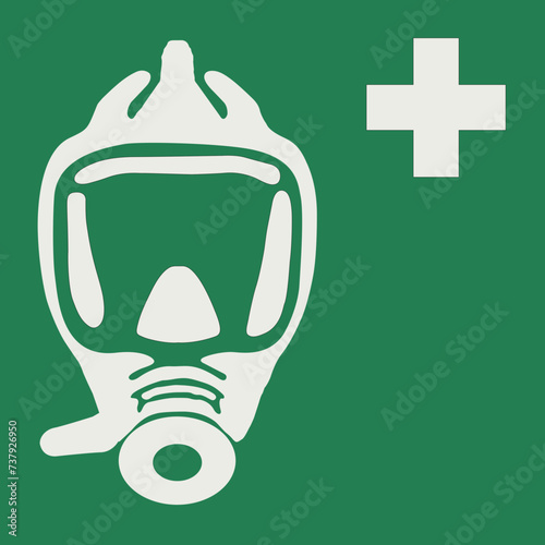 SAFETY CONDITION SIGN PICTOGRAM, EMERGENCY ESCAPE BREATHING DEVICE ISO 7010 – E029, SVG