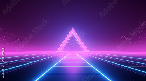 3D Synthwave Futuristic Cyberpunk purple pink blue lights Display product montage