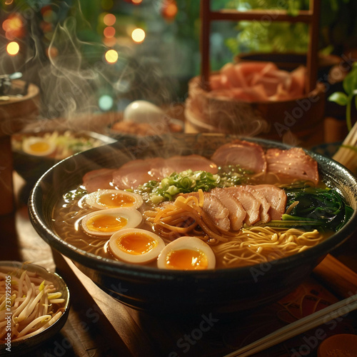 The art of cooking a warm and satisfying bowl of ramen expertly showcased in a commercial photo