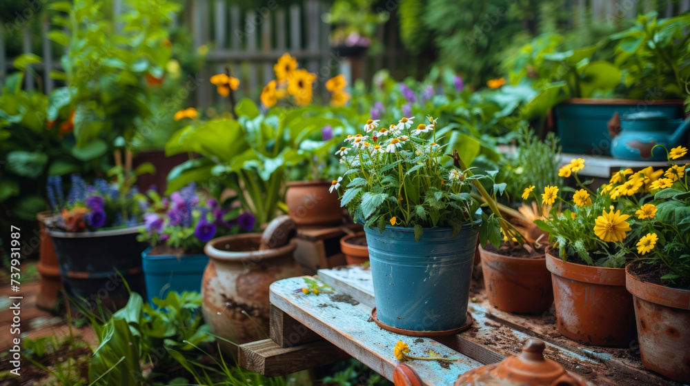 Gardening tools, Spring sunny day, garden hobby Gardening tools, Spring sunny day, garden hobby