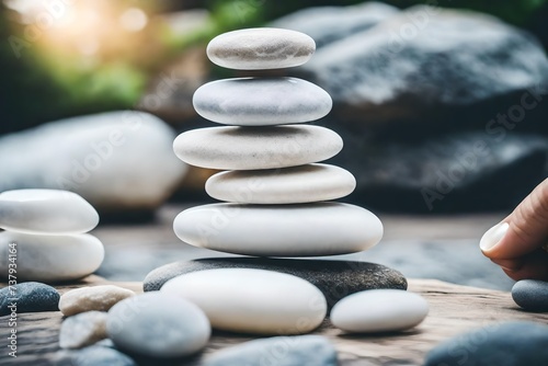 zen stones on the beach