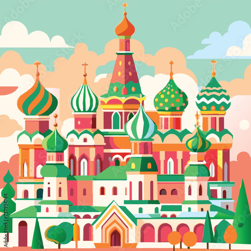 illustration of Moscow castle vector, St. Basil s Cathedra vector illustration photo