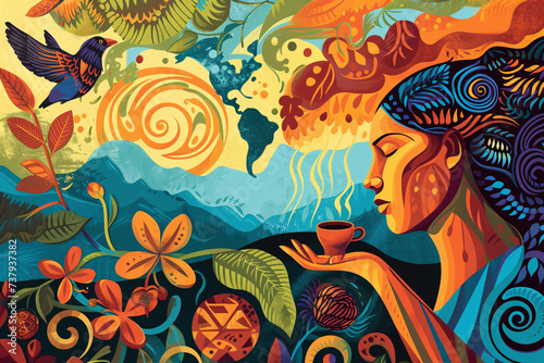 Fair trade coffee concept illustration