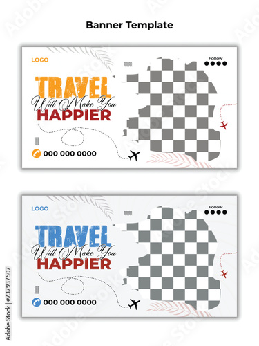 Modern traveling YouTube thumbnail and web banner template.
