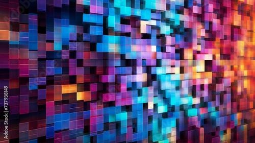 Abstract background with colorful squares in digital space that represent computer data and information or programming codes