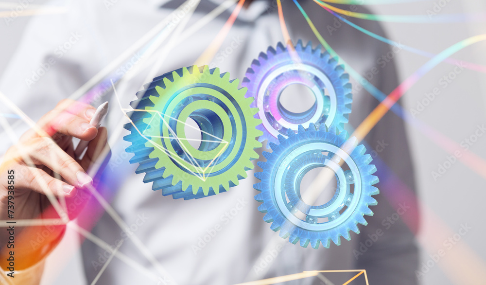 gear Futuristic in Industry 4.0 and business virtual diagram gear Futuristic in Industry 4.0 and business virtual diagram