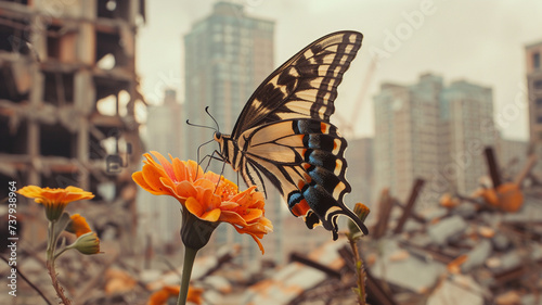 color photo of a stunning butterfly finding solace on a radiant orange flower © UMAR SALAM