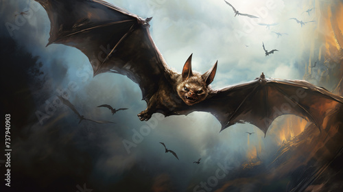 Bat animals are flying