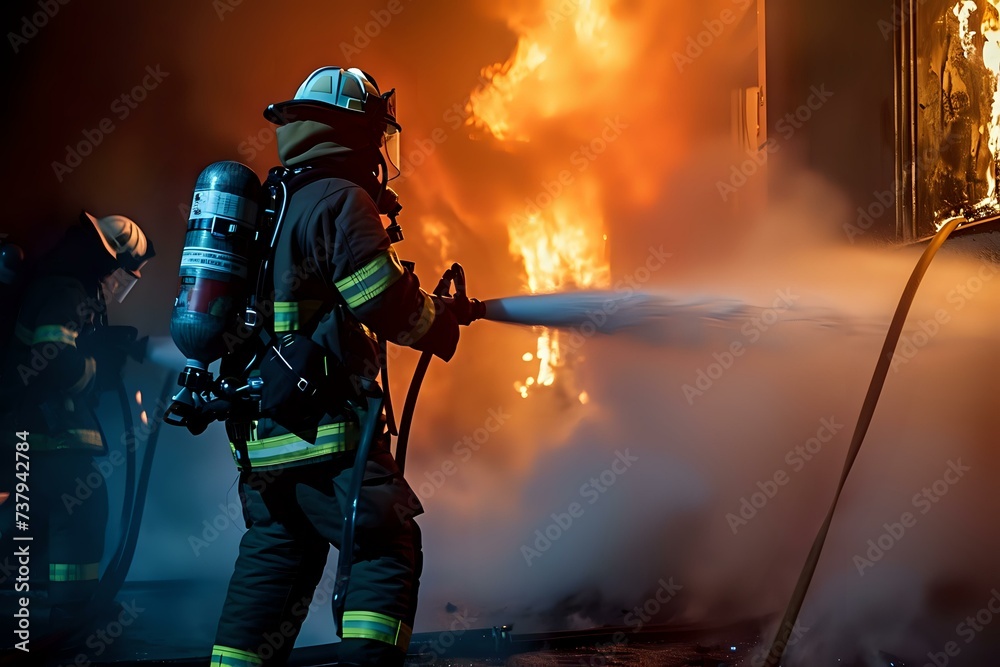 fireman at work. Generative AI fireman at work. Generative AI