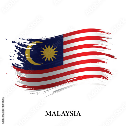 Grunge flag of Malaysia, brush stroke background