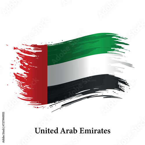 Grunge flag of United Arab Emirates, brush stroke background