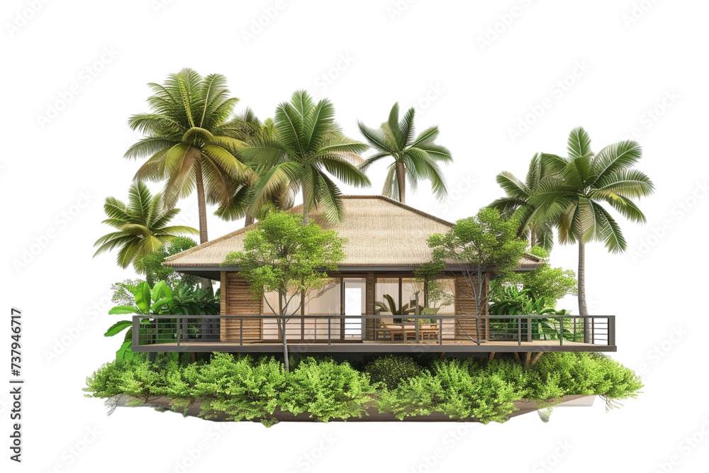 Fototapeta premium bungalow cottage isolated on transparent background