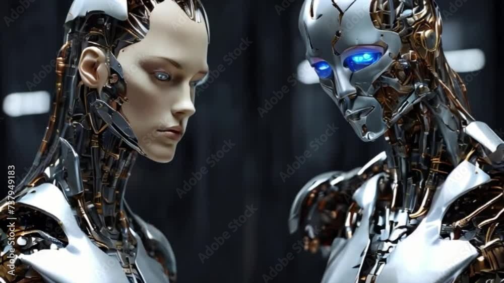 portrait of Two Robotic woman with makeup portrait of Two Robotic woman with makeup
