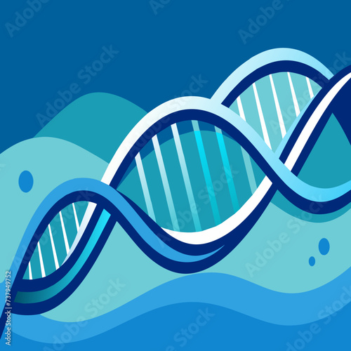DNA helix merging with ocean waves vektor illustation