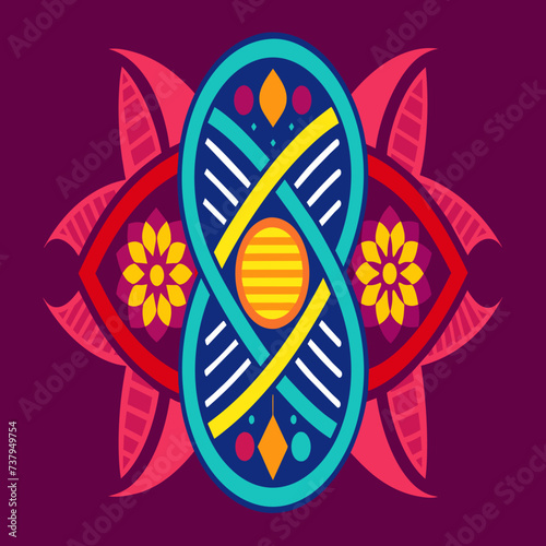 DNA helix as the central motif of a mandala vektor illustation