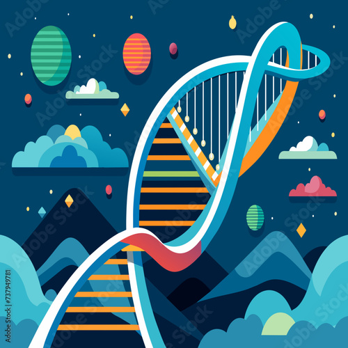 DNA structure integrated into a futuristic spaceship vektor illustation