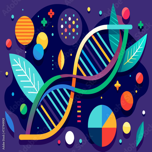 Abstract DNA art with elements of minimalism vektor illustation