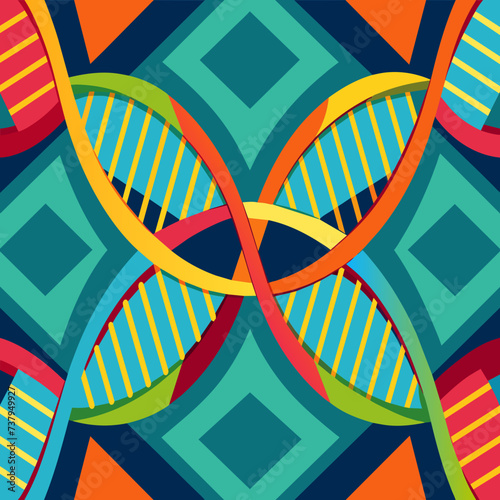 DNA strands forming the patterns of a kaleidoscope vektor illustation