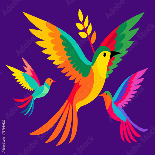 Vibrant illustrations of birds in flight vektor illustation © Bendix