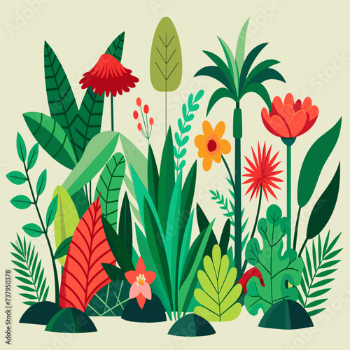 Botanical illustrations of plants from different biomes vektor illustation