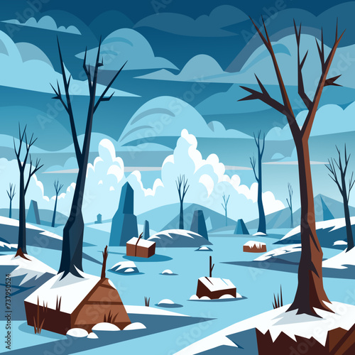 A battlefield covered in snow vektor illustation