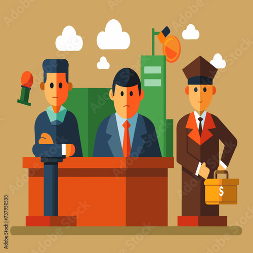 A war crimes tribunal prosecuting offenders vektor illustation