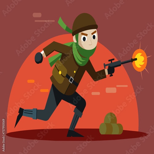 A resistance fighter sabotaging enemy supplies vektor illustation