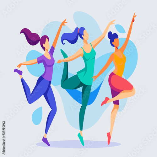 Energetic dancers performing intricate routines vektor illustation