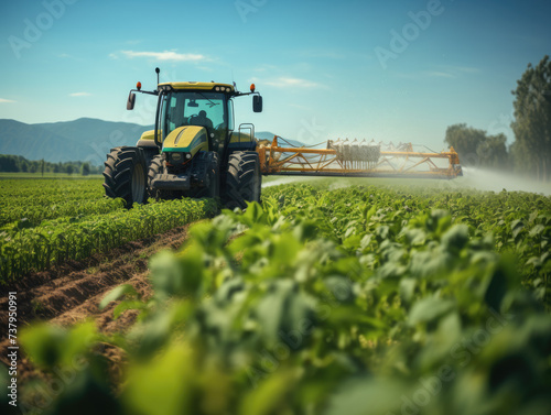 Farming in Motion: Tractor Hard at Work on the Farm, Cultivating the Land for Bountiful Harvests