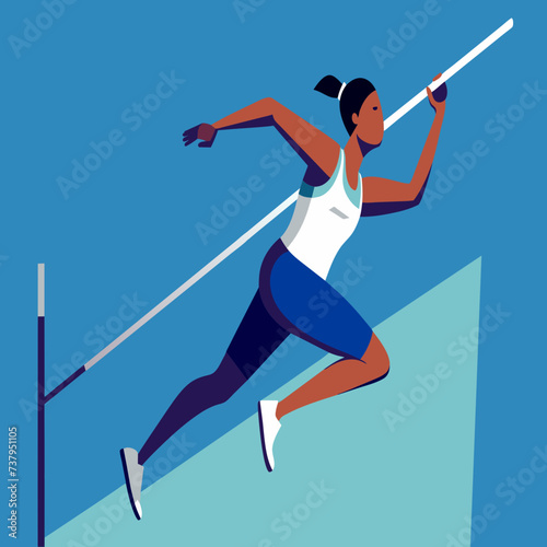 Pole vaulters clearing the bar with perfect form vektor illustation