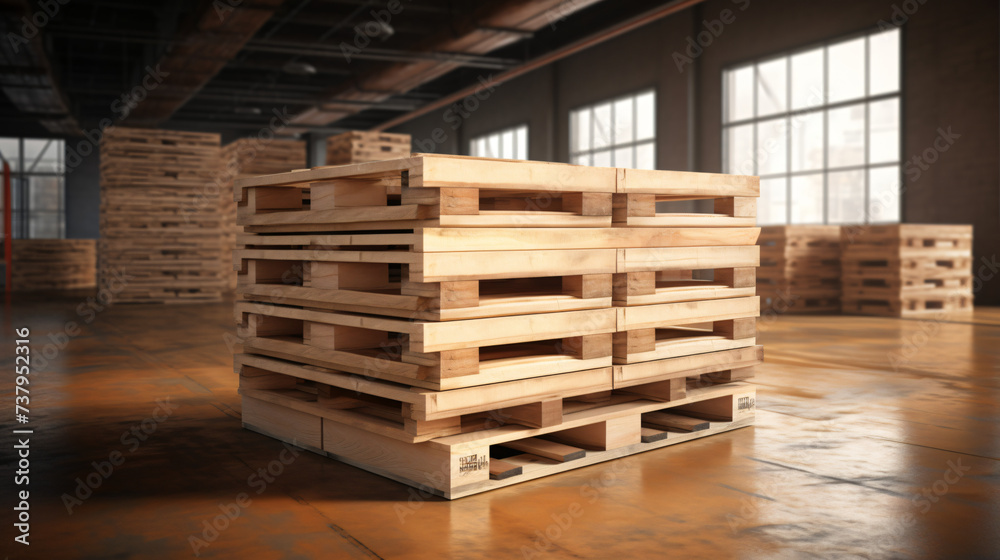 Industrial wooden pallet loaded with some carton boxes.