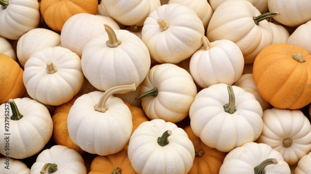 The background of many pumpkins is in White color The background of many pumpkins is in White color
