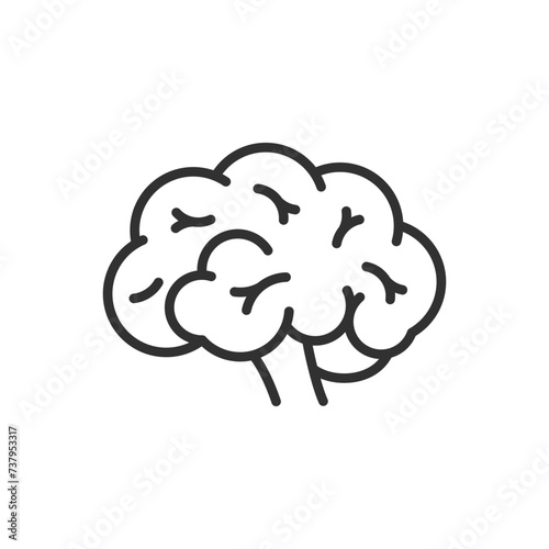 Human brain with gyrus, linear icon. Line with editable stroke