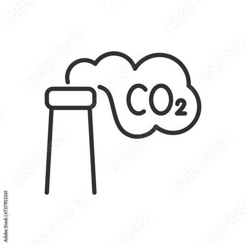 A pipe emits carbon dioxide, linear icon. Environmental pollution. Line with editable stroke