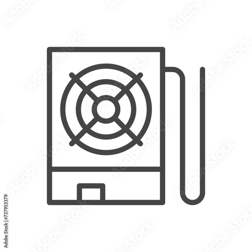 Power supply for computer, linear icon. Line with editable stroke