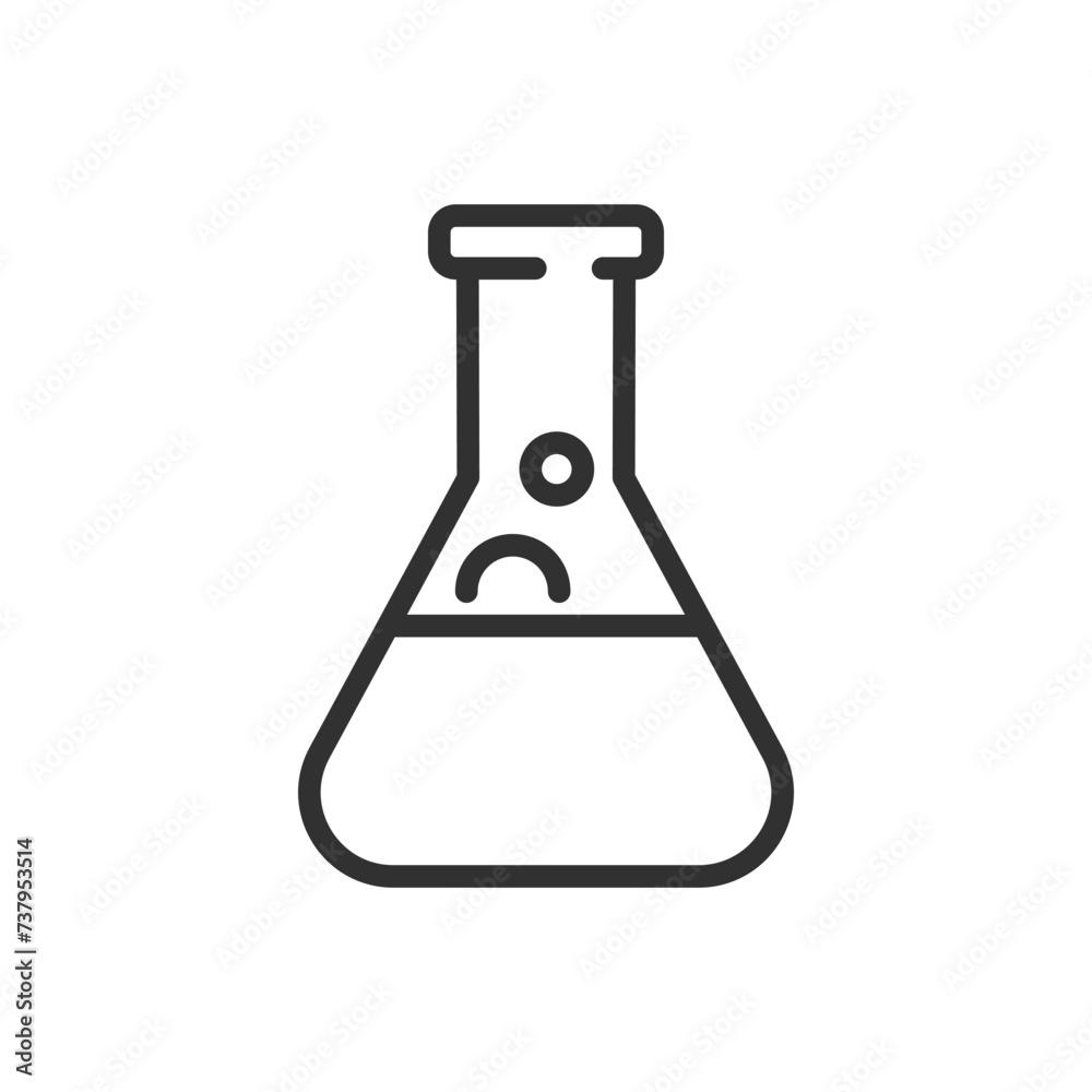 Flask with liquid and bubbles, linear icon. Line with editable stroke Flask with liquid and bubbles, linear icon. Line with editable stroke