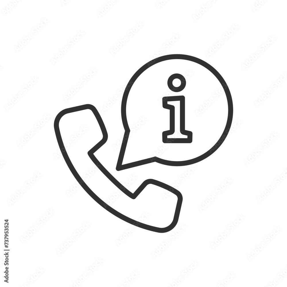 Information by phone, linear icon. Line with editable stroke