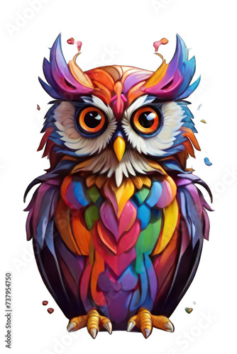 Vibrant Rainbow Cartoon Owl