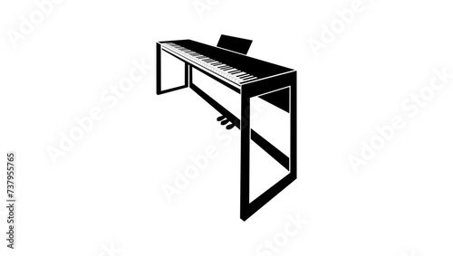 Digital Piano with Furniture Stand, black isolated silhouette