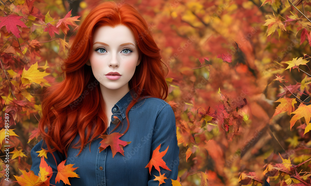Redhead women in Autumn Redhead women in Autumn